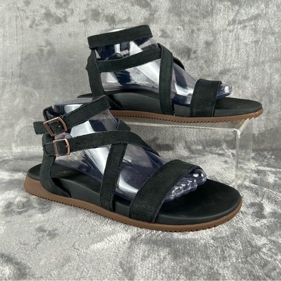 Chaco Rose Suede Strappy Gladiator Sandals Womens 10 Black Double Buckle Outdoor - Picture 1 of 12